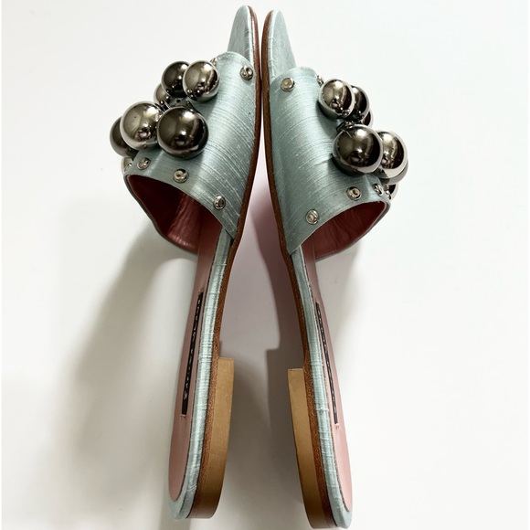 MANILA GRACE Azure Silk Slide Sandsls. - Picture 6 of 14